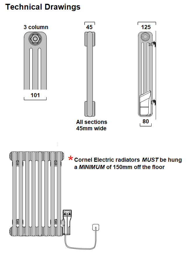 Cornel Electric 1200W, 600 x 978, 20 Sections